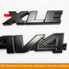 MF 3PC 3D Raised Rear Insert Letters RAV4 XLE Blackout Emblems Overlays Plastic Adhesive Badges