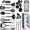 Kitchen Utensils Set 24 Nylon and Stainless Steel Cooking Utensil Set, Non-Stick and Heat Resistant Cooking Utensils Set, Kitchen Tools, Useful Pots and Pans Accessories and Kitchen Gadgets (Black)