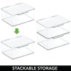 mDesign Plastic Stackable Home, Office Supplies Storage Box, Lid, 4 Pack - Clear