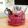 Rotating Fuschia Metal Mesh Desktop Office Supplies Storage Organizer Caddy